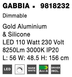 Nova Luce Závěsné svítidlo GABBIA zlatý hliník a silikon LED 110W 3000K stmívatelné