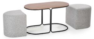 Konferenční stolek POMPO ořech/černá, taburet 2ks