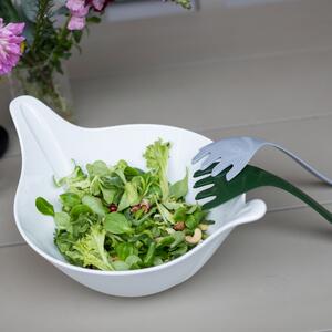 LEAF salátová mísa se salátovým příborem 4l KOZIOL (barva-bílá/tmavě šedá/ světle šedá)
