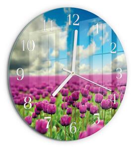 Skleněné hodiny na stěnu Tulipány zsob-fi30-00085095