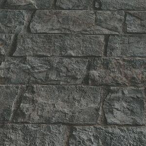 Vliesové tapety na zeď IMPOL 10394-15, rozměr 10,05 m x 0,53 m, obkladový kámen černo-hnědý, Erismann
