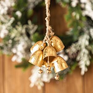 Vánoční závěsná dekorace | OLDY METAL | zlaté zvonky | 40 cm | 981283 Homla