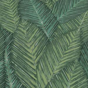Vliesové tapety na zeď Martinique 10391-07, rozměr 10,05 m x 0,53 m, stylizované listy sytě zelené, Erismann