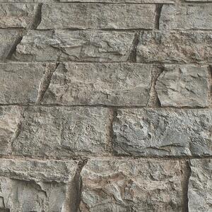 Vliesové tapety na zeď IMPOL 10394-02, rozměr 10,05 m x 0,53 m, obkladový kámen šedo-hnědý, Erismann