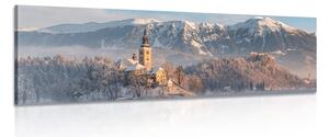 Obraz kostel u jezera Bled ve Slovinsku
