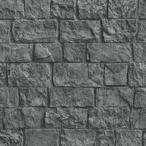 Vliesové tapety na zeď IMPOL 10394-10, rozměr 10,05 m x 0,53 m, obkladový kámen černý, Erismann