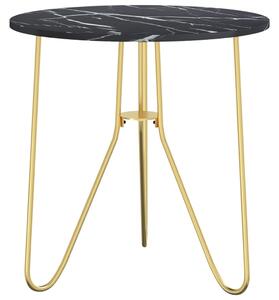 Čajový stolek zlatý a černý mramor 48 cm MDF a železo