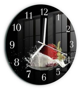 Skleněné hodiny na stěnu Jahoda zsob-fi30-00082437