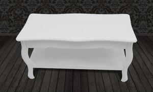 Konferenční stolek Antik s poličkou - bílý | 87,5x42x44 cm