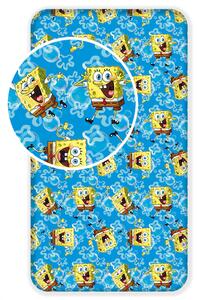 Jerry Fabrics Bavlněné napínací prostěradlo 90x200 + 25 cm - Sponge Bob blue