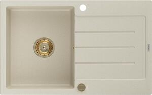 MEXEN - Bruno granitový dřez 1 s odkapávačem 795x495 mm, béžová, + zlatý sifon 6513791010-69-G