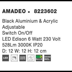 Moderní nástěnné svítidlo Amadeo černé