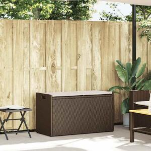 Venkovní úložná lavice s polštářem Brown 100 cm Poly Rattan