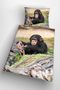 Glamonde 3D povlečení Chimpanzee se zipem 140×200 cm