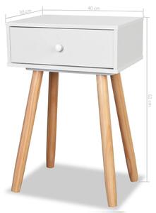 Noční stolek Latch - 2 ks - masivní borovice | bílý