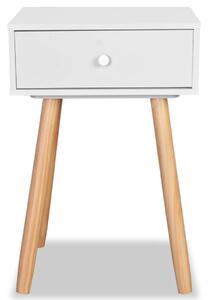 Noční stolek Latch - 2 ks - masivní borovice | bílý