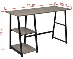 Psací stůl se 2 policemi | šedá / dub