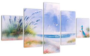 Obraz - Romantická pláž, olejomalba (125x70 cm)