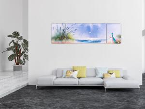 Obraz - Romantická pláž, olejomalba (170x50 cm)