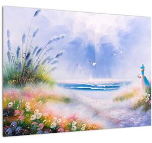 Obraz - Romantická pláž, olejomalba (70x50 cm)