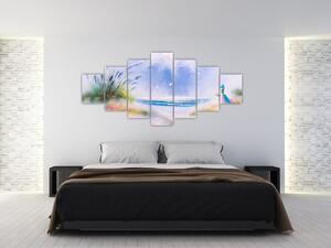 Obraz - Romantická pláž, olejomalba (210x100 cm)
