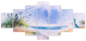 Obraz - Romantická pláž, olejomalba (210x100 cm)