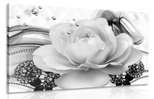 Obraz luxusní růže s abstrakcí v černobílém provedení Varianta: 120x80