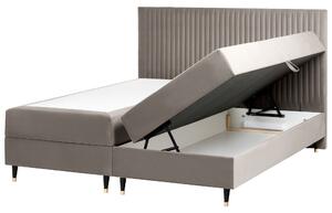 Kontinentální postel s úložným prostorem Umělý samet DAME 180 x 200 cm Taupe
