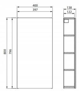 Cersanit City, závěsná skříňka 40x14x80 cm, bílá lesklá, S584-020-DSM