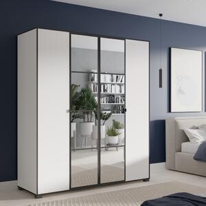 Bílá šatní skříň se zrcadlem Osma - 180 cm