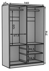 Šatní skříň s posuvnými dveřmi Haidar - 140 cm Barva: Bílá