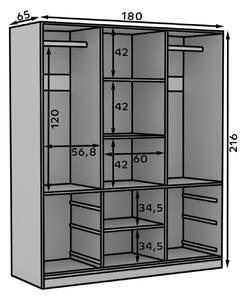 Šatní skříň s posuvnými dveřmi Haidar - 180 cm Barva: Lefkas/Černá