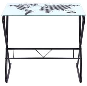 Skleněný psací stůl s potiskem mapy světa