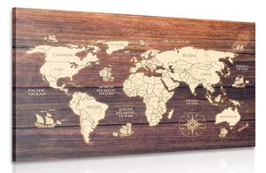 Obraz mapa na dřevě Varianta: 120x80