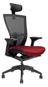 Kancelářská židle na kolečkách Office More MERENS SP – s područkami a opěrkou hlavy Vínová BI 202