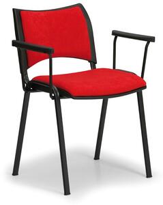 Konferenční židle SMART - černé nohy s područkami, červená