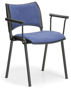 Konferenční židle SMART - černé nohy s područkami, modrá