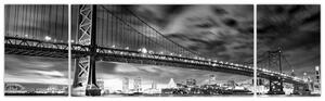 Obraz - Most Benjamina Franklina, Filadelfie, černobílý (170x50 cm)