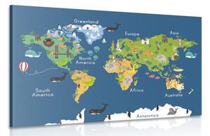 Obraz mapa světa pro děti Varianta: 90x60