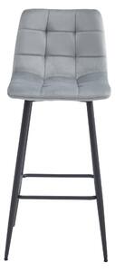 Sametová barová židle Budva stříbrno šedá