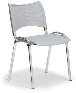 Plastová židle SMART - chromované nohy, šedá