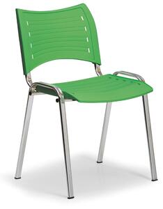 Plastová židle SMART - chromované nohy, zelená