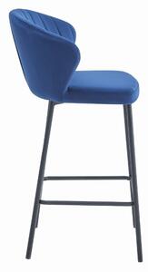 Sametová barová židle Bergamo modrá