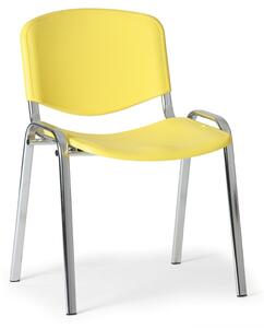 Plastová židle ISO - chromované nohy, žlutá