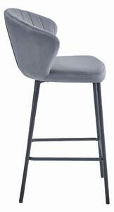 Sametová barová židle Bergamo tmavě šedá