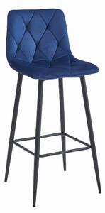 Sametová barová židle Bari modrá