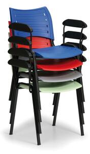 Plastová židle SMART - černé nohy s područkami, červená