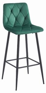 Sametová barová židle Bari zelená