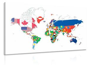 Obraz mapa světa s vlajkami s bílým pozadím Varianta: 60x40