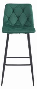 Sametová barová židle Bari zelená